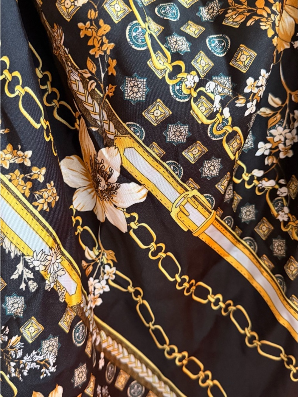 Princess Polly Black & Gold Floral Chain Slip Dress - Picture 3 of 8